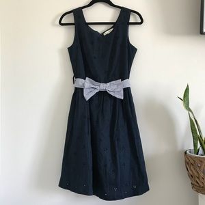 Comme Toi - Navy Dress with Bow belt